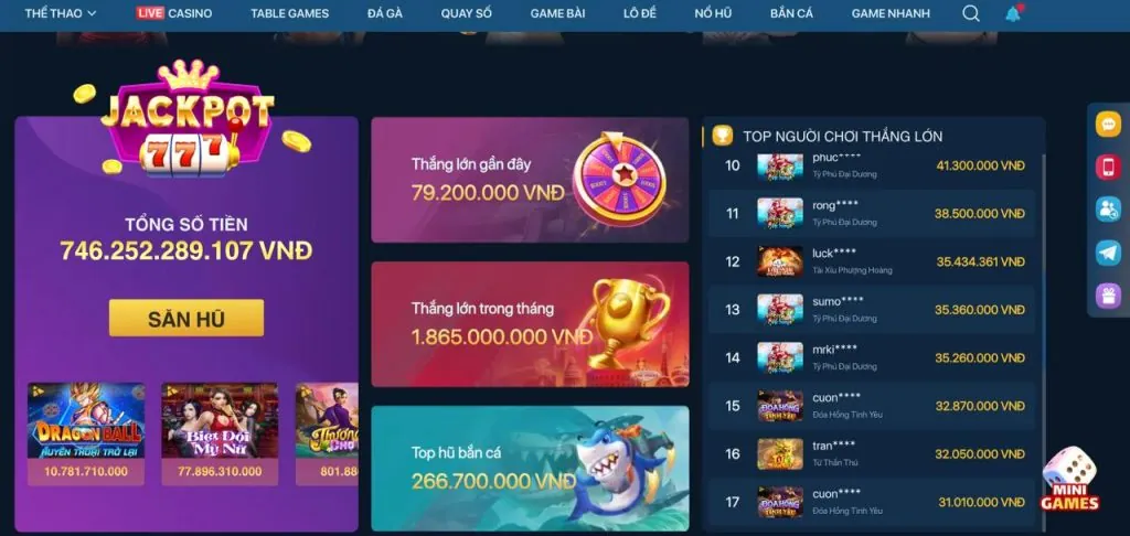 Khuyến mãi theo sảnh game